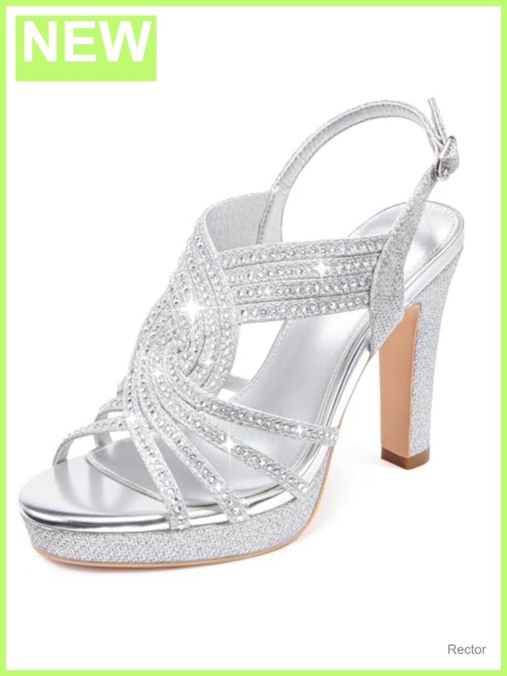 Sparkly Rhinestone Platform Heeled Sandals for Women Open Toe Chunky Ankle